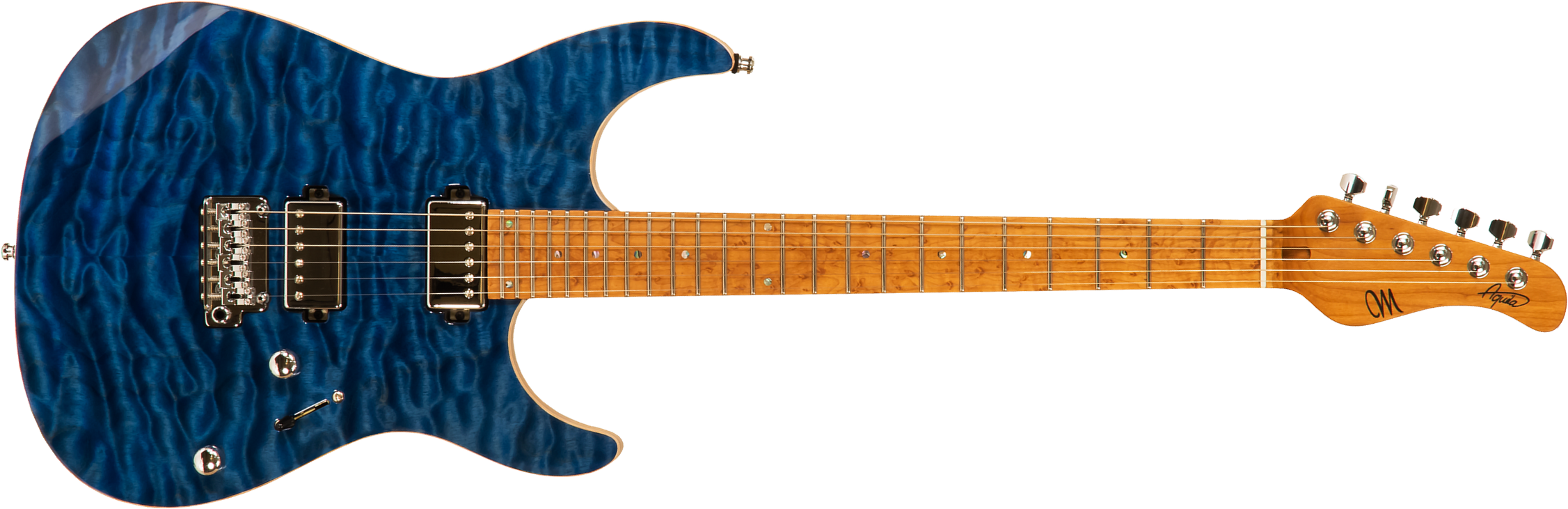 Mayones Guitars Aquila Elite S 6 40th Anniversary 2h Trem Mn #aq2204194 - Trans Blue Gloss - Guitarra eléctrica con forma de str. - Main picture