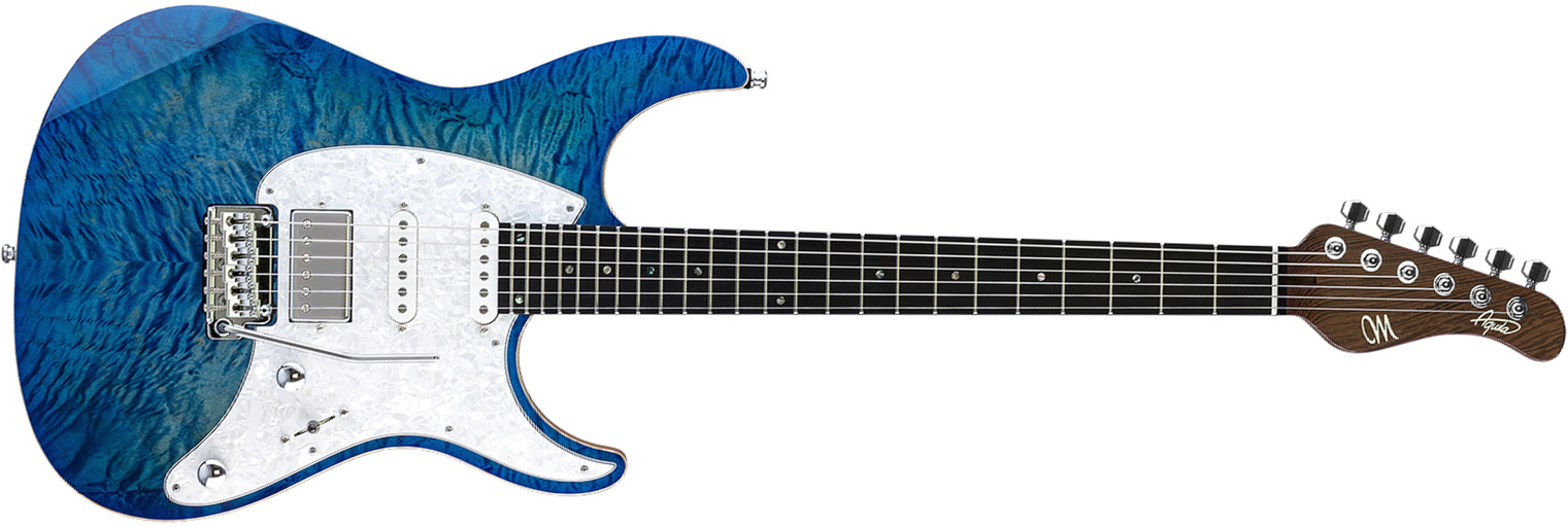 Mayones Guitars Aquila Qm 6 Hss Trem Eb - Lagoon Burst - Guitarra eléctrica con forma de str. - Main picture