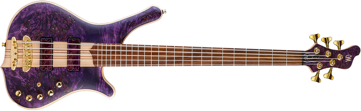 Mayones Guitars Comodous Inspiration Mohini Dey 5c Active Pf - Dirty Purple Raw - Bajo eléctrico de cuerpo sólido - Main picture
