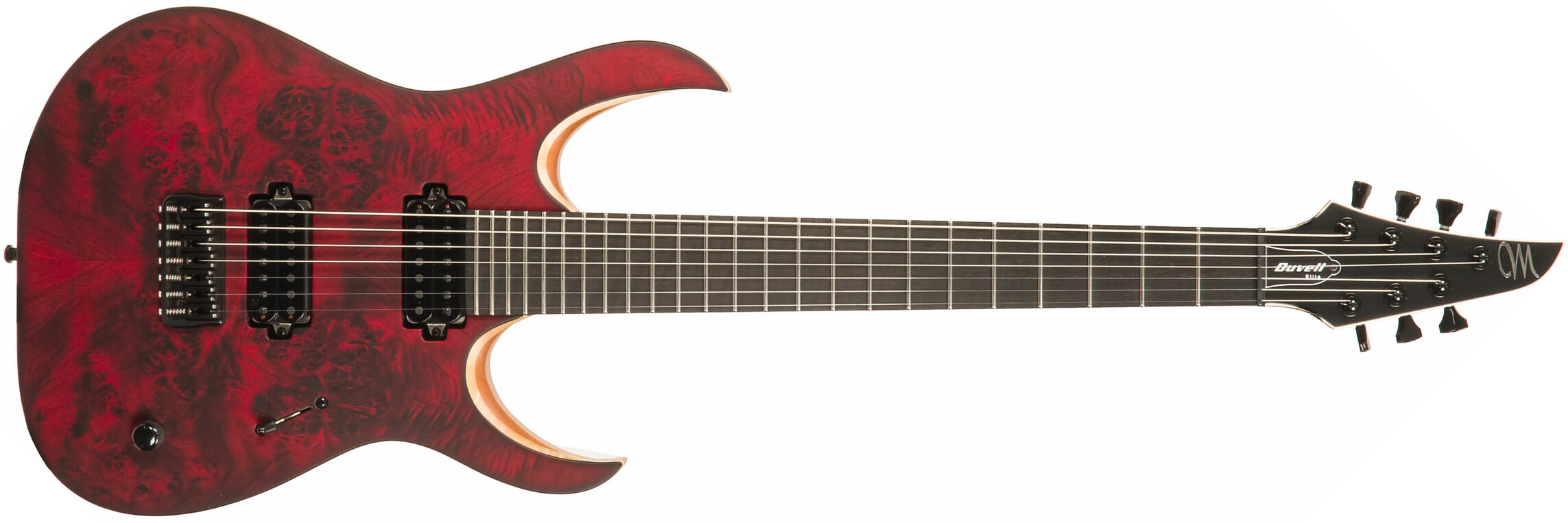 Mayones Guitars Duvell Elite 7 Hh Tko Ht Eb - Dirty Red Satin - Guitarra eléctrica de 7 cuerdas - Main picture