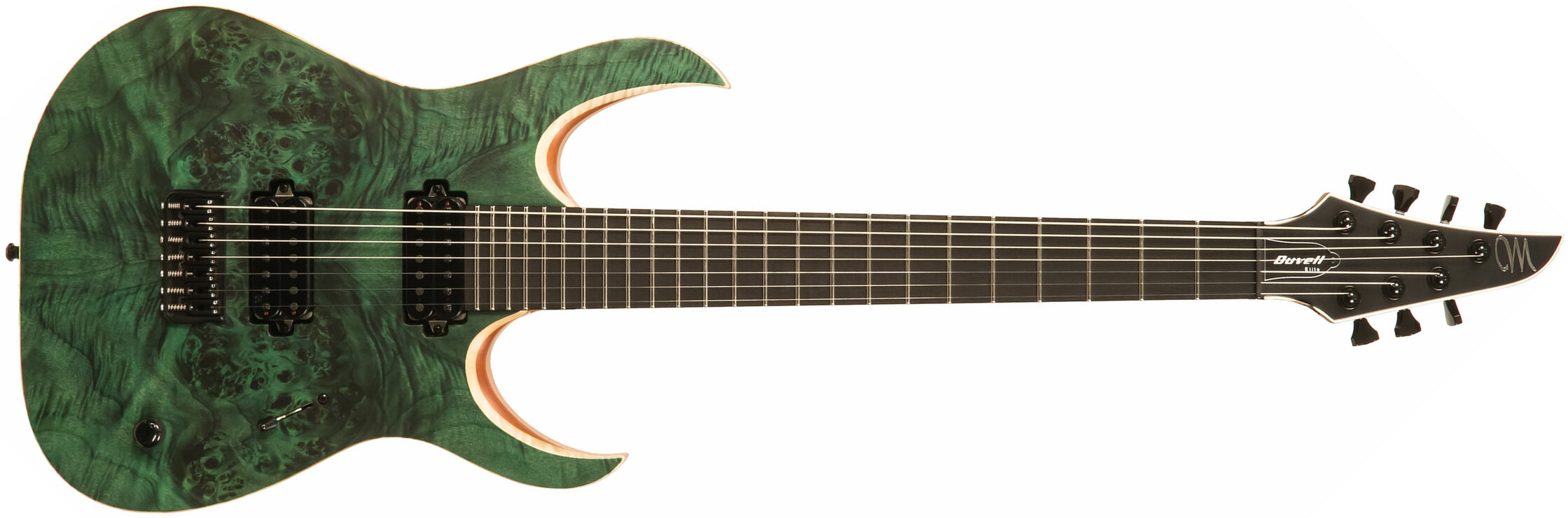 Mayones Guitars Duvell Elite 7 Hh Tko Ht Eb - Dirty Green Satin - Guitarra eléctrica de 7 cuerdas - Main picture