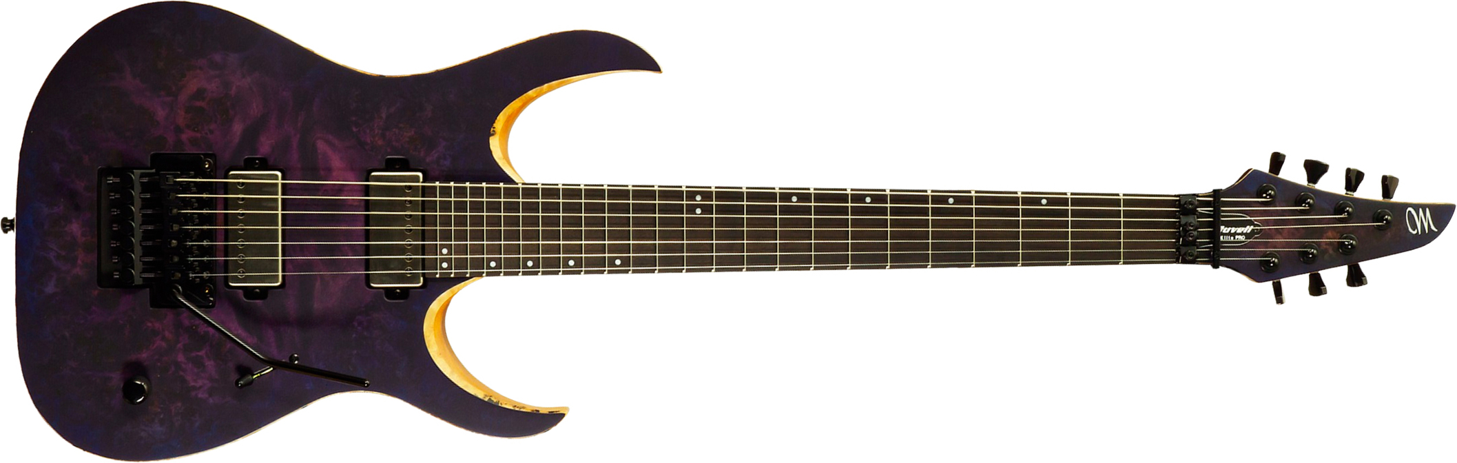 Mayones Guitars Duvell Elite Pro 7c Baryton 2h Velvetrone Fr Eb #df2602262 - Matt Trans Dirty Purple Blue Burst - Guitarra eléctrica barítono - Main p