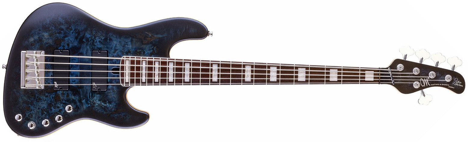 Mayones Guitars Federico Malaman Jabba Mala 5 Pf - Dirty Blue Burst - Bajo eléctrico de cuerpo sólido - Main picture