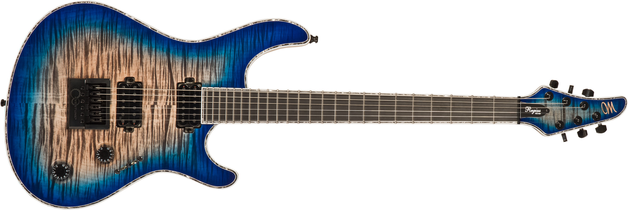 Mayones Guitars Regius 4ever 6 2h Ht Eb #rp2309275 - Jeans Black 3-tone Blue Burst Gloss - Guitarra electrica metalica - Main picture