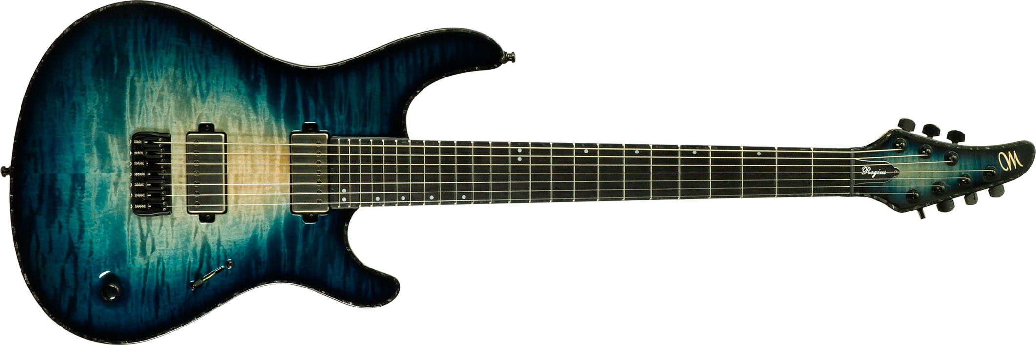 Mayones Guitars Regius 7c Baryton 2h Velvetrone Ht Eb #rf2510186 - Turquoise Iris - Guitarra eléctrica barítono - Main picture