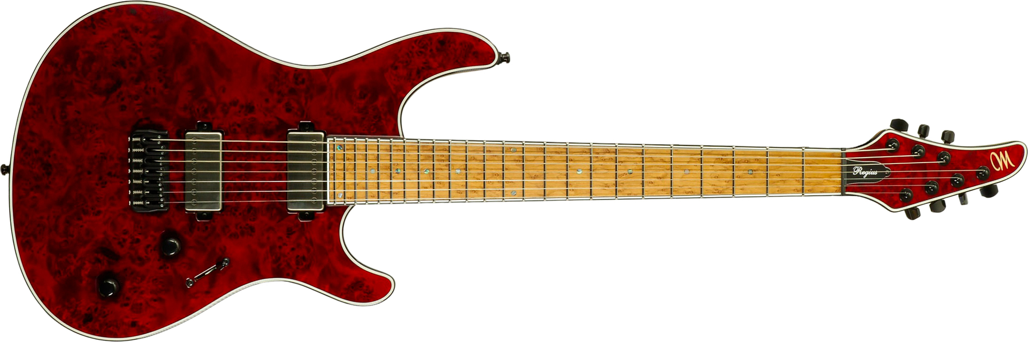 Mayones Guitars Regius 7c Baryton 2h Velvetrone Ht Eb #rf2602251 - Trans Red - Guitarra eléctrica barítono - Main picture