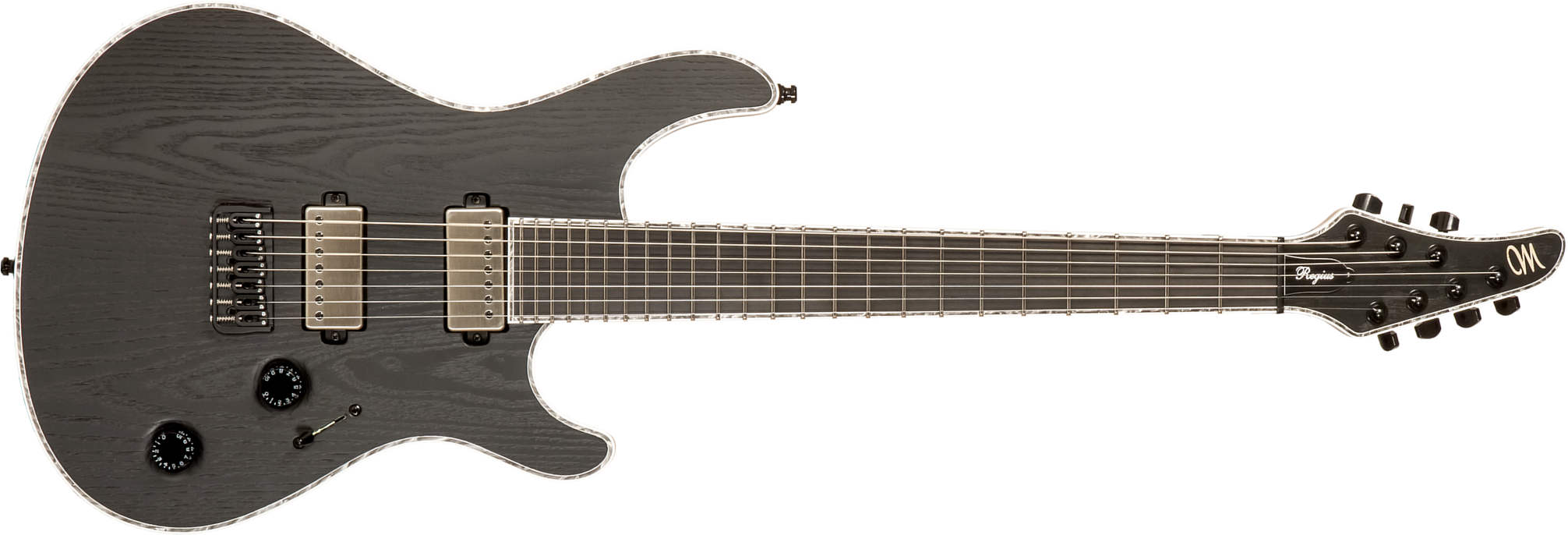 Mayones Guitars Regius Gothic Ash 7c 2h Bkp Ht Eb #rf2312801 - Gothic Black Ash - Guitarra eléctrica de 7 cuerdas - Main picture