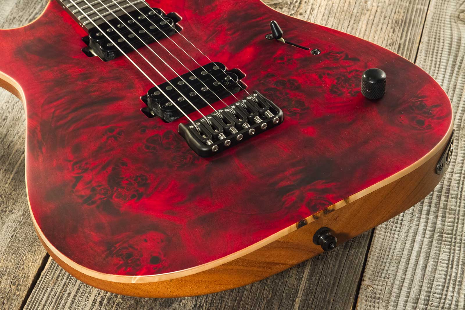 Mayones Guitars Duvell Elite 6 2h Bare Knuckle Ht Eb #df2301294 - Trans Dirty Red Satine - Guitarra electrica metalica - Variation 3