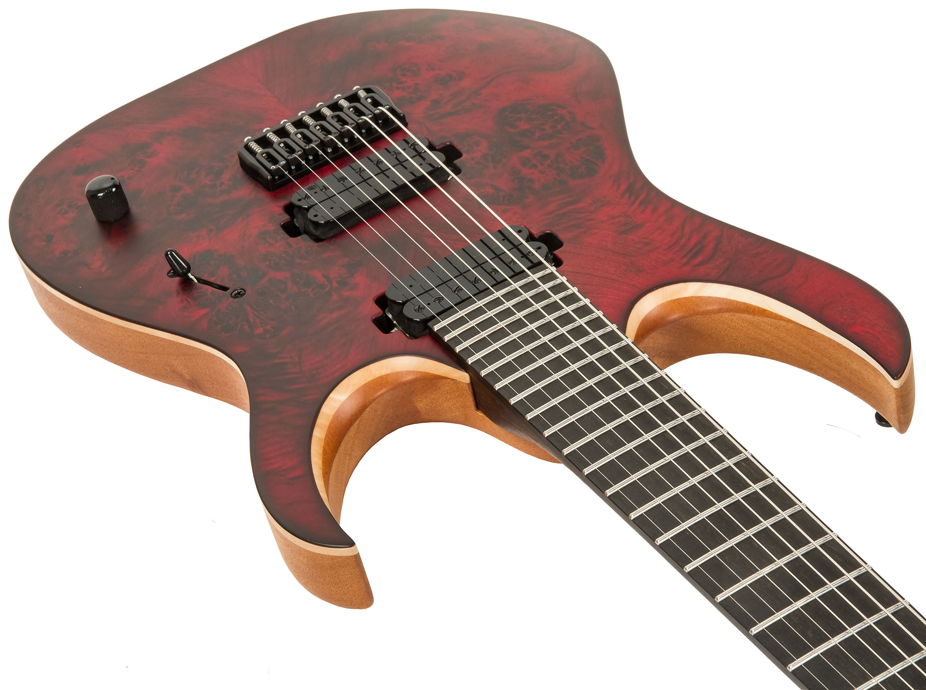 Mayones Guitars Duvell Elite 7 Hh Tko Ht Eb - Dirty Red Satin - Guitarra eléctrica de 7 cuerdas - Variation 3