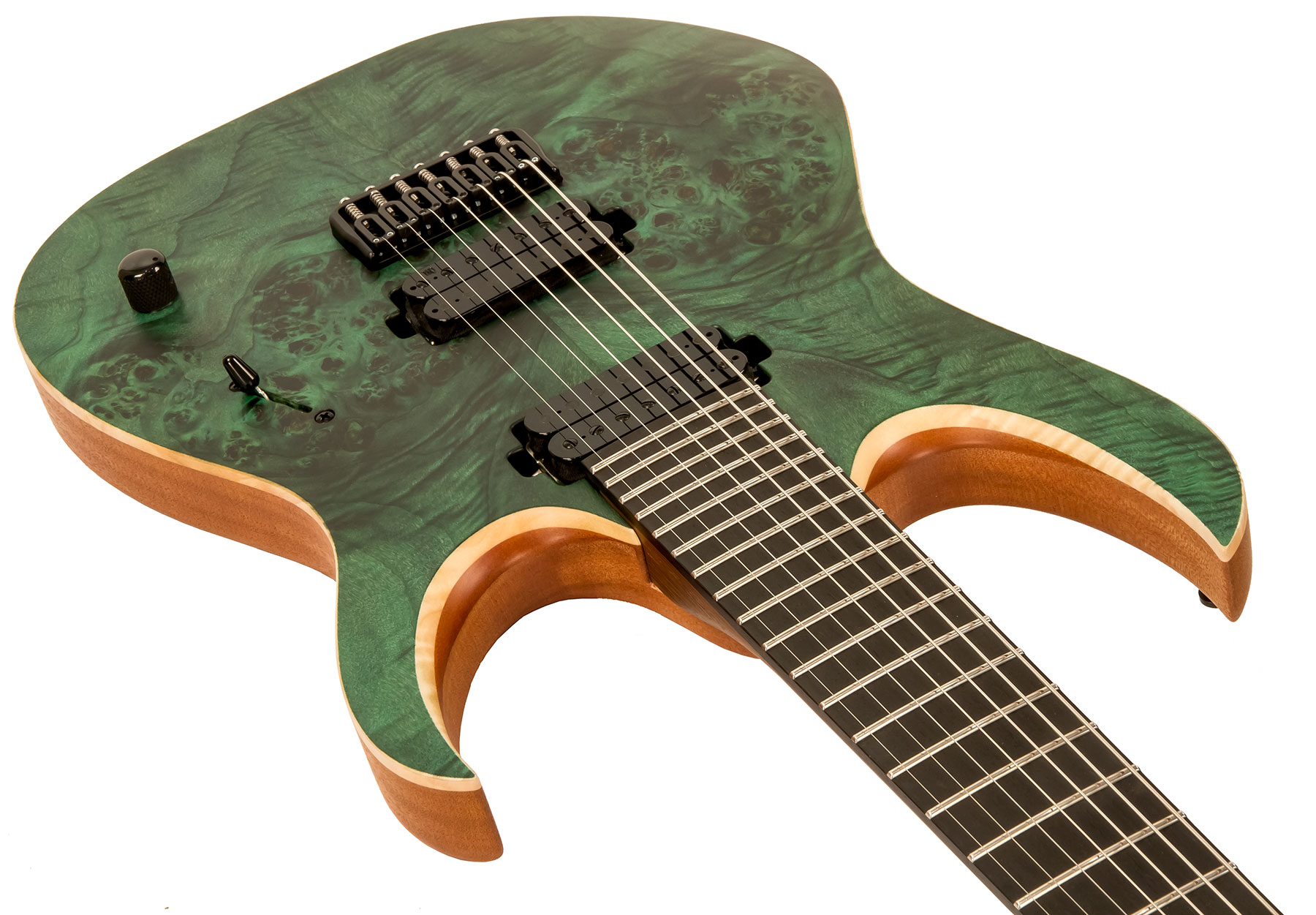 Mayones Guitars Duvell Elite 7 Hh Tko Ht Eb - Dirty Green Satin - Guitarra eléctrica de 7 cuerdas - Variation 2