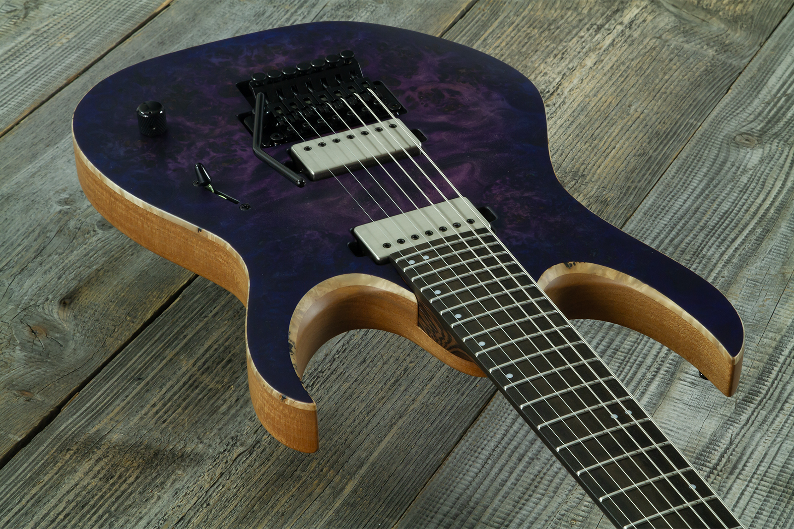 Mayones Guitars Duvell Elite Pro 7c Baryton 2h Velvetrone Ht Eb #rf2602251 - Matt Trans Dirty Purple Blue Burst - Guitarra eléctrica barítono - Variat
