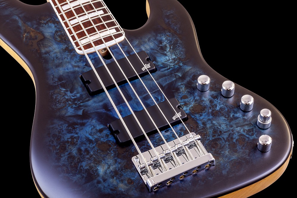 Mayones Guitars Federico Malaman Jabba Mala 5 Pf - Dirty Blue Burst - Bajo eléctrico de cuerpo sólido - Variation 2