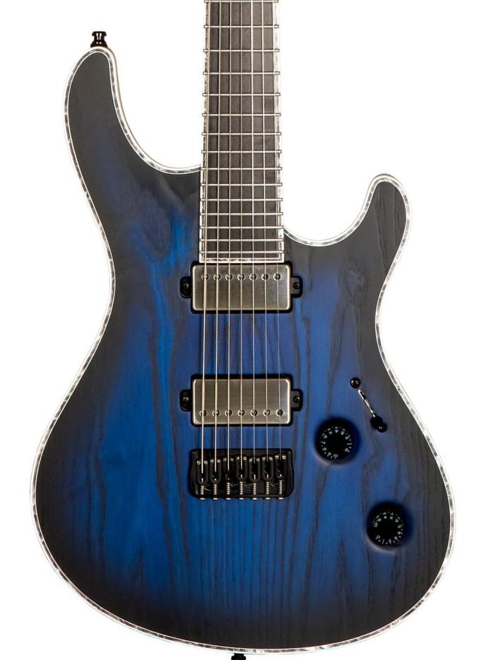 Guitarra eléctrica de 7 cuerdas Mayones guitars Regius Gothic 7 (Ash, Standard 25.4, TKO) #RF2311786 - Trans dirty blue burst / natural matt