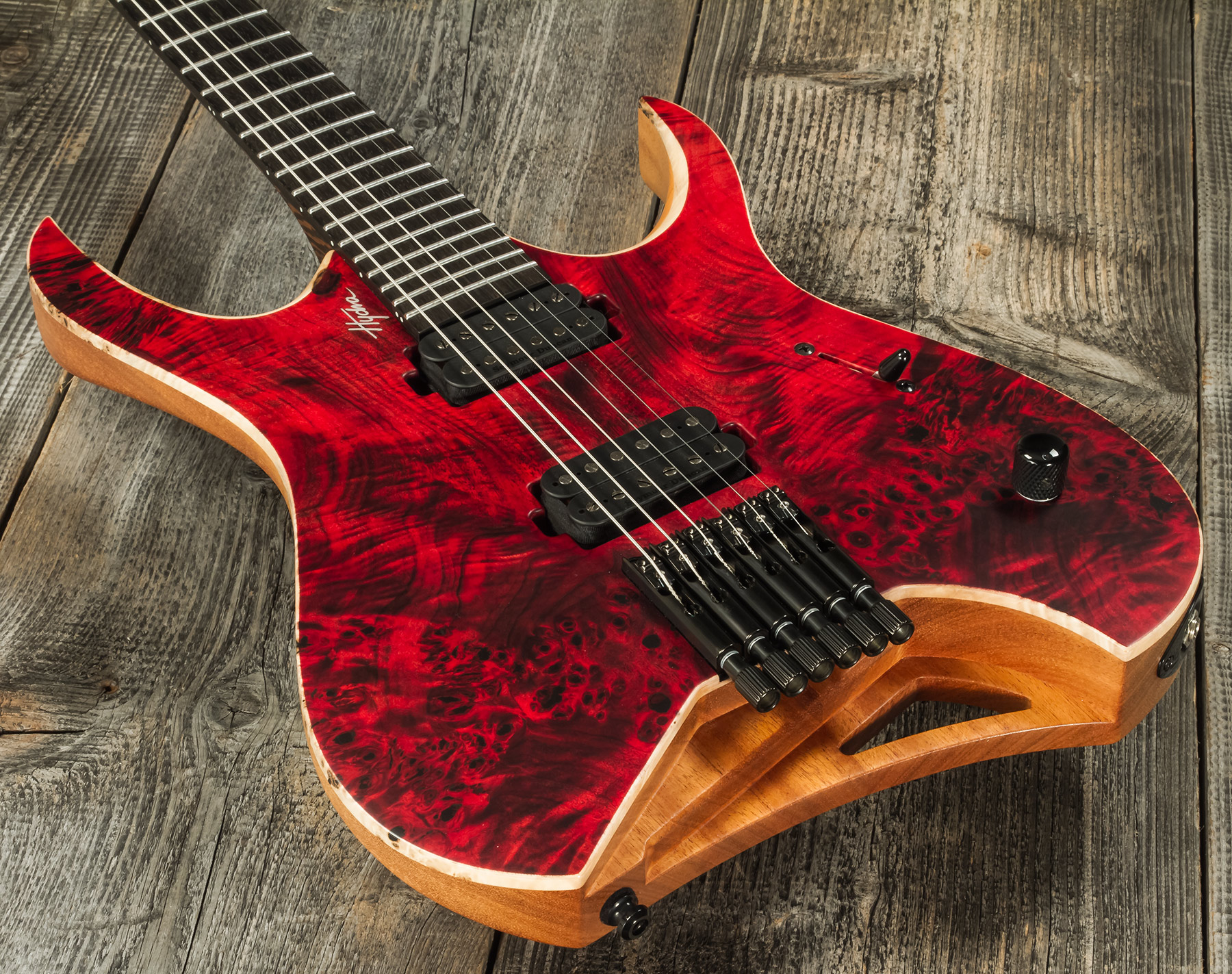 Mayones Guitars Hydra Elite 6 2h Seymour Duncan Ht Eb #hf2008335 - Dirty Red Satin - Guitarra electrica metalica - Variation 3