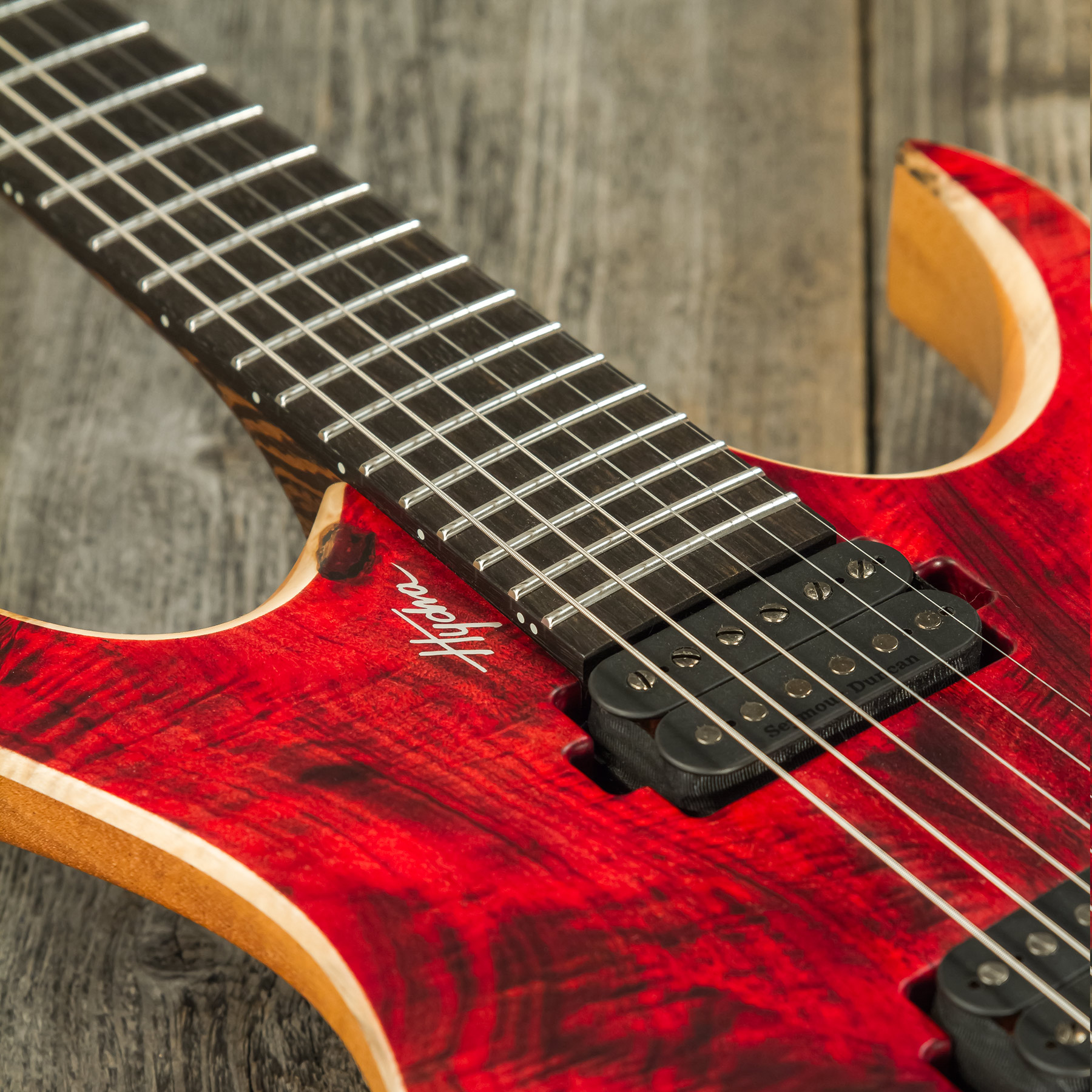Mayones Guitars Hydra Elite 6 2h Seymour Duncan Ht Eb #hf2008335 - Dirty Red Satin - Guitarra electrica metalica - Variation 4