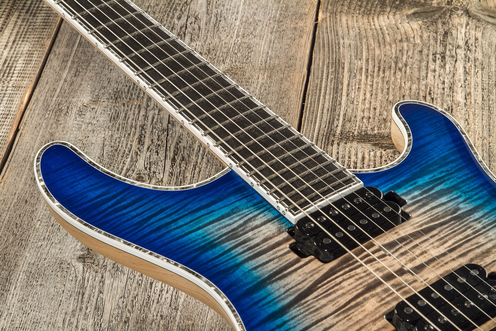 Mayones Guitars Regius 4ever 6 2h Ht Eb #rp2309275 - Jeans Black 3-tone Blue Burst Gloss - Guitarra electrica metalica - Variation 3