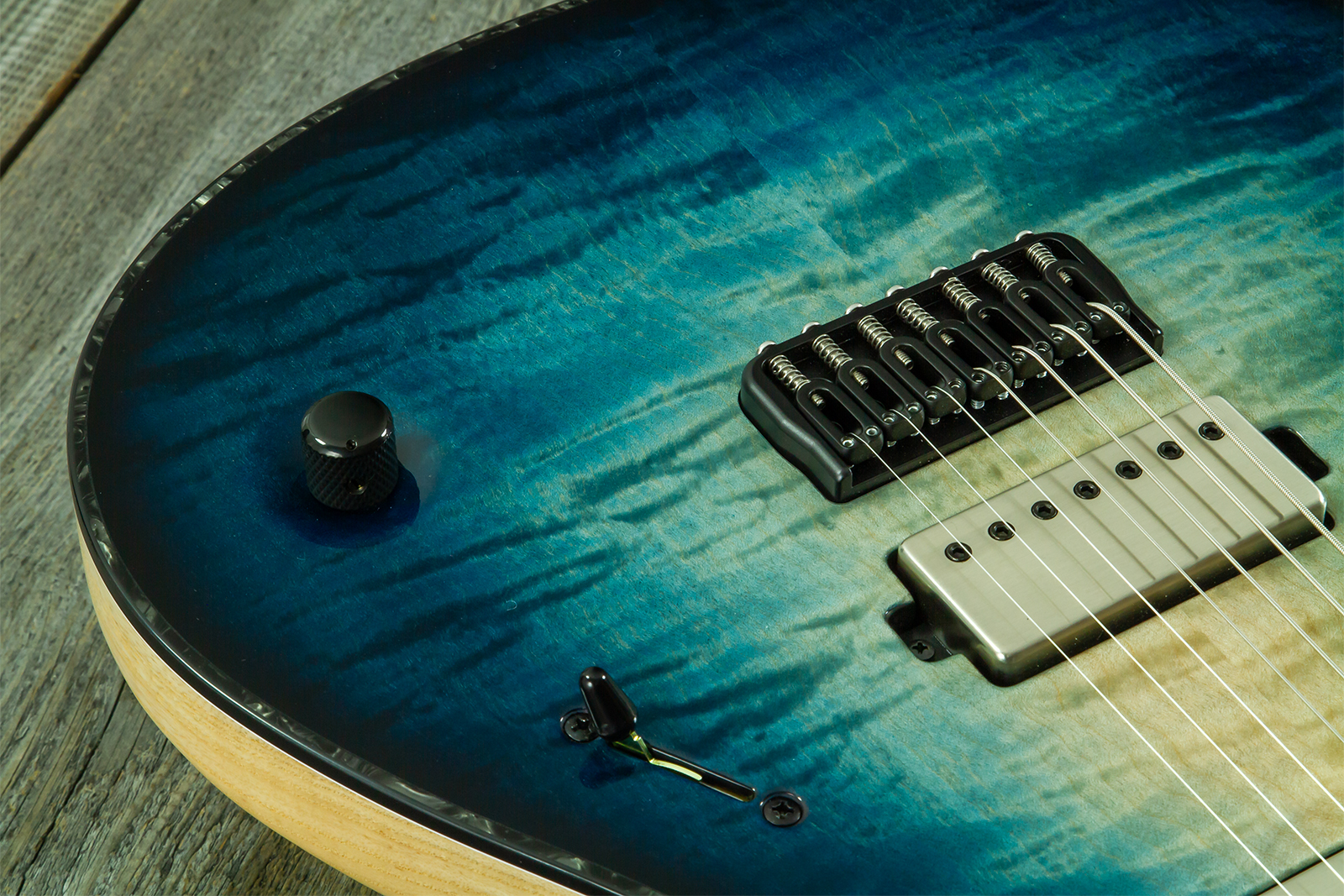 Mayones Guitars Regius 7c Baryton 2h Velvetrone Ht Eb #rf2510186 - Turquoise Iris - Guitarra eléctrica barítono - Variation 4