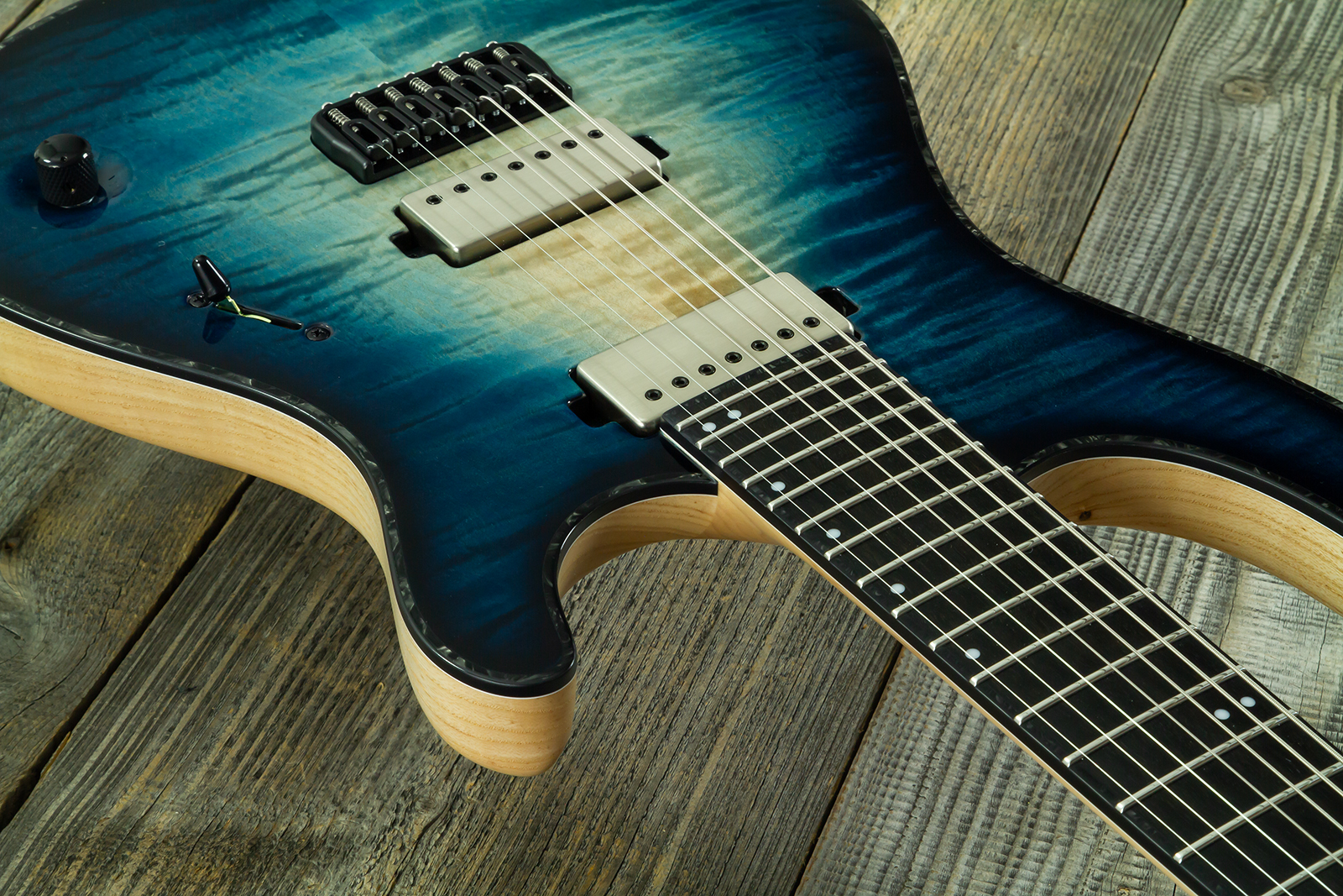 Mayones Guitars Regius 7c Baryton 2h Velvetrone Ht Eb #rf2510186 - Turquoise Iris - Guitarra eléctrica barítono - Variation 5