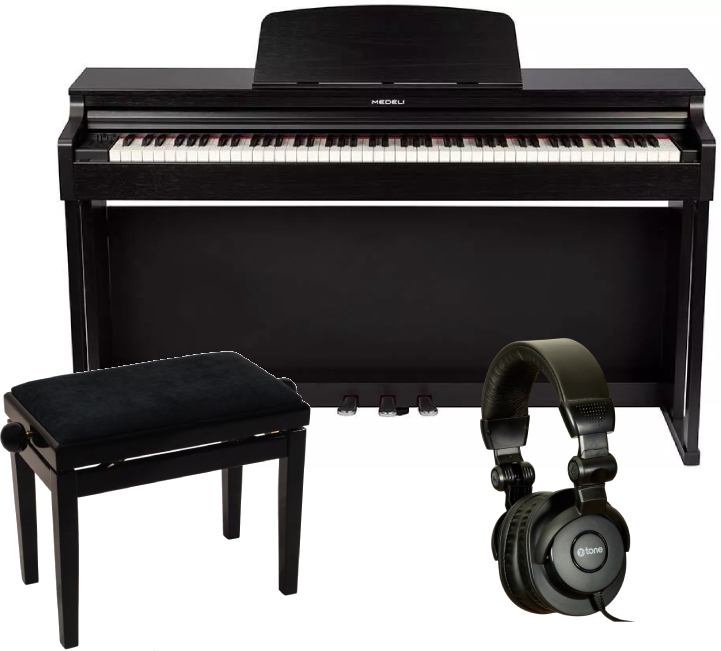 Medeli Up230 Bk + Banquette Noir LaquÉ + Casque X-hp1 - Noir - Pianos set - Main picture