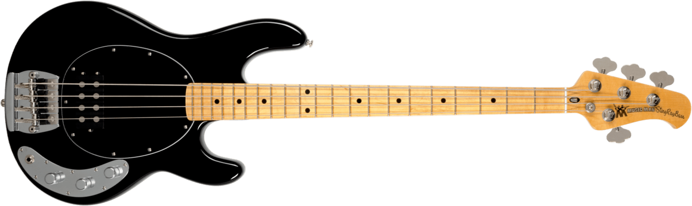 Music Man Stingray Retro 70s Usa Active Mn - Black - Bajo eléctrico de cuerpo sólido - Main picture