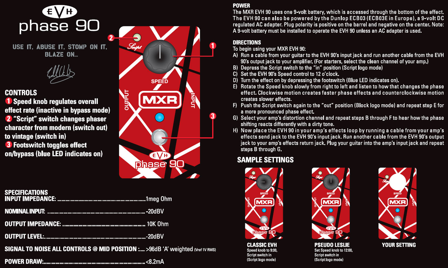 Mxr Eddie Van Halen Evh90 Phase 90 Signature - Pedal de chorus / flanger / phaser / modulación / trémolo - Variation 2