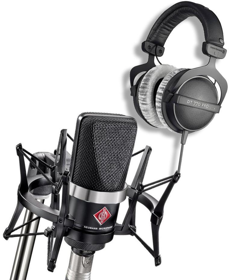 Pack de micrófonos con soporte Neumann TLM 102 BK Studio Set + DT 770 PRO 80 OHMS