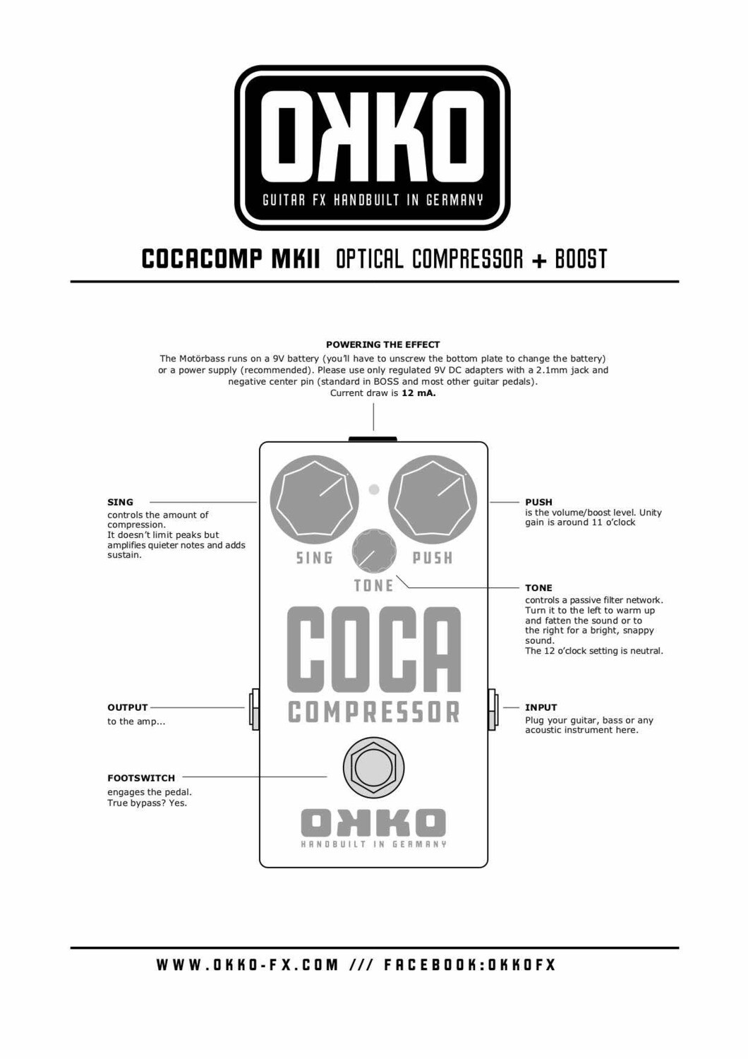 Okko Coca Comp Mkii Optical Compressor - Pedal compresor / sustain / noise gate - Variation 2