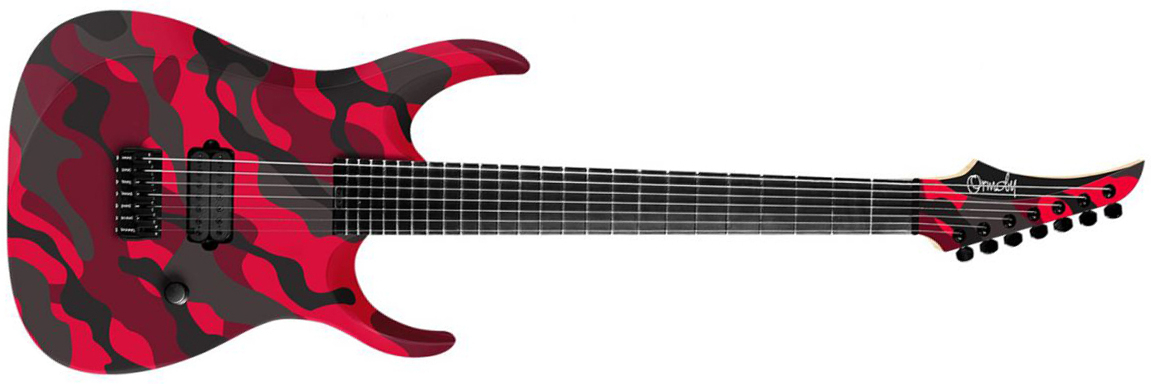Ormsby Dino Cazares Dc Gtr 7c Signature Baritone H Seymour Duncan Ht Eb - Red Camo - Guitarra eléctrica de 7 cuerdas - Main picture