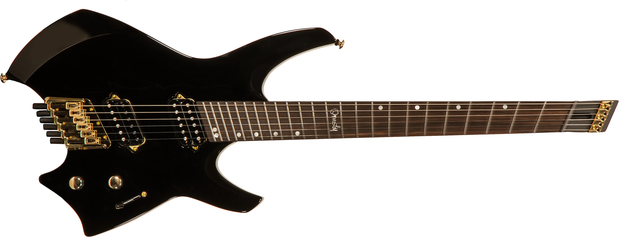 Ormsby Goliath Headless Gtr 6c Multiscale 2h Ht Eb - Tuxedo Black - Guitarra eléctrica con forma de str. - Main picture