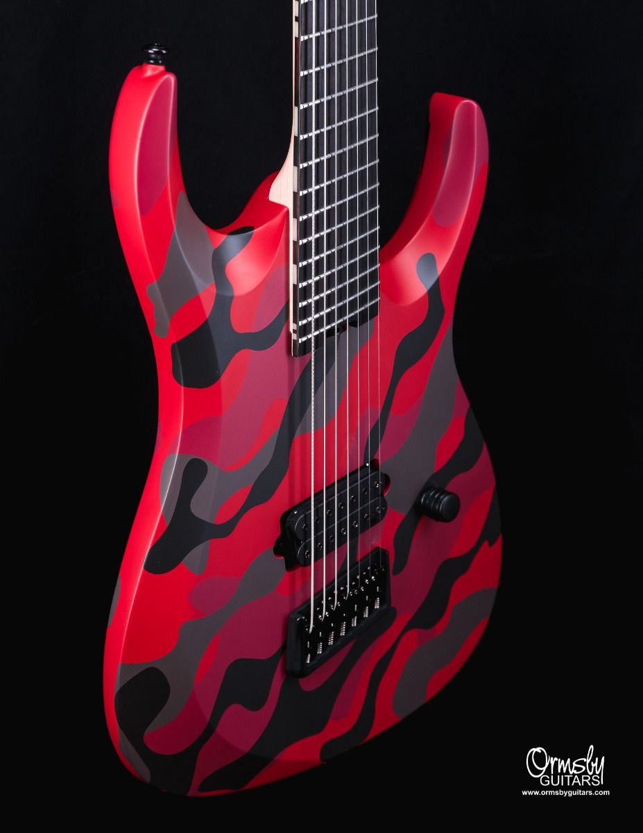 Ormsby Dino Cazares Dc Gtr 7c Signature Baritone H Seymour Duncan Ht Eb - Red Camo - Guitarra eléctrica de 7 cuerdas - Variation 2