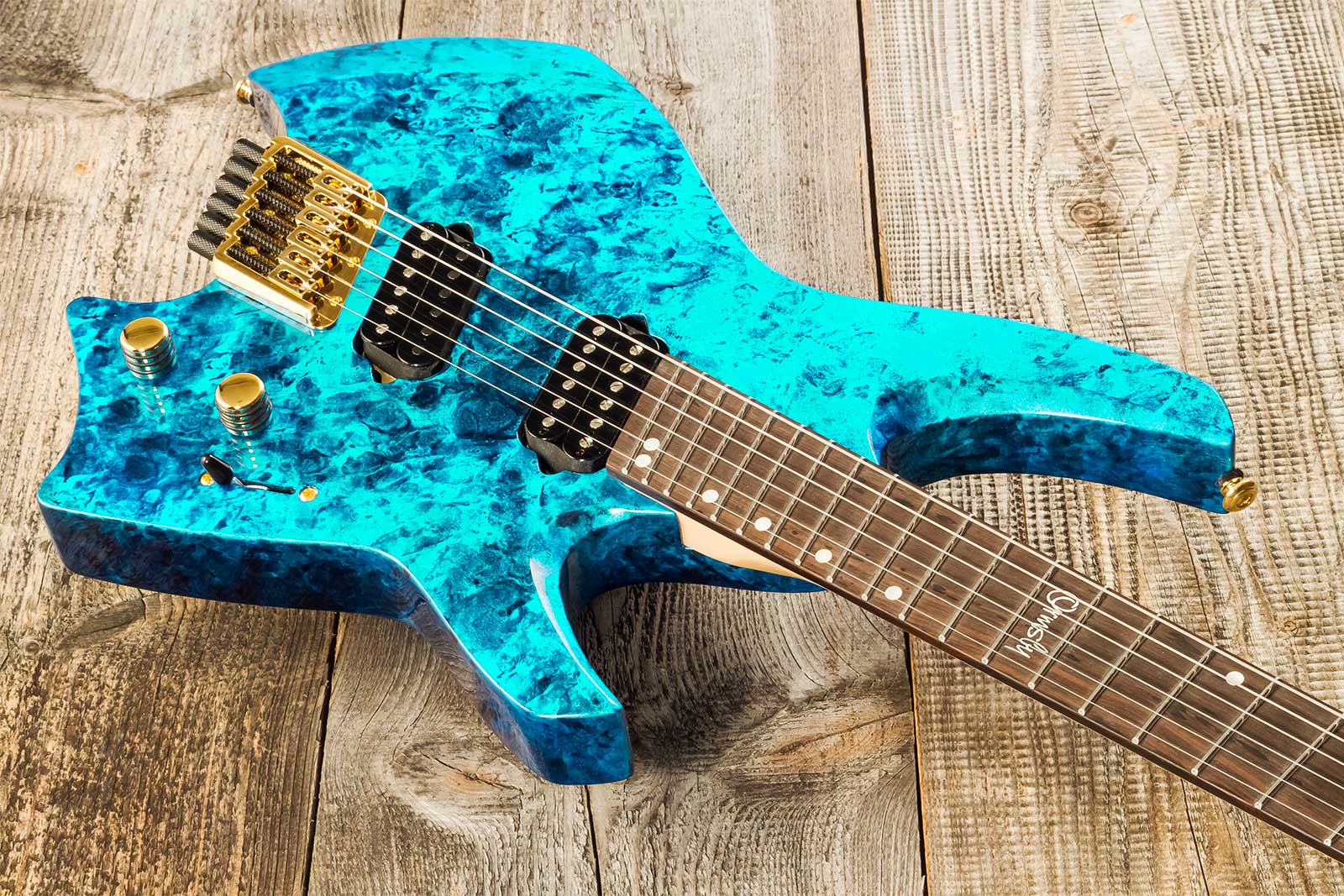 Ormsby Roberto Barros Goliath Headless Gtr Signature 6c Multiscale 2h Ht Eb - Cyborg Green - Multi-Scale Guitar - Variation 2