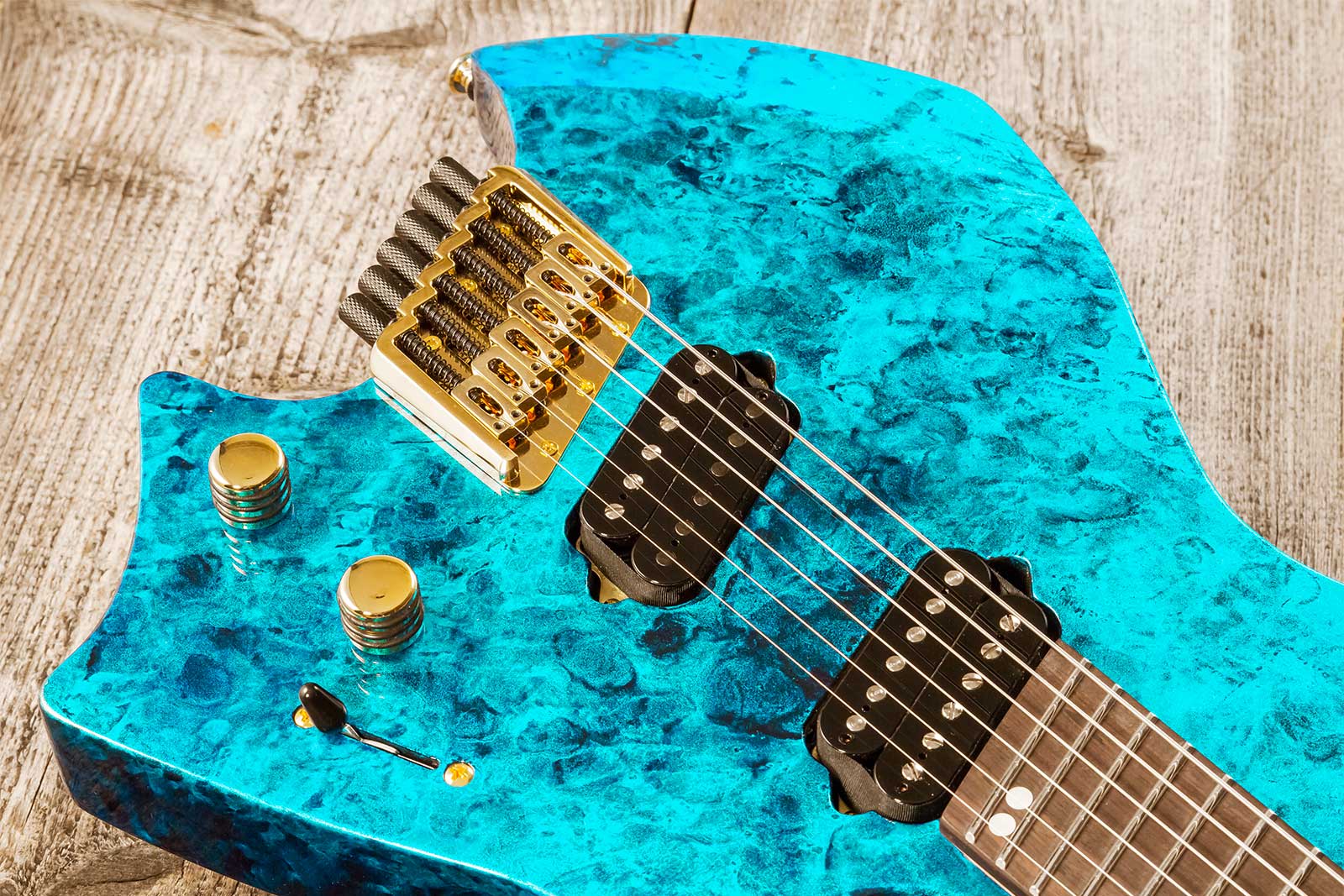 Ormsby Roberto Barros Goliath Headless Gtr Signature 6c Multiscale 2h Ht Eb - Cyborg Green - Multi-Scale Guitar - Variation 3