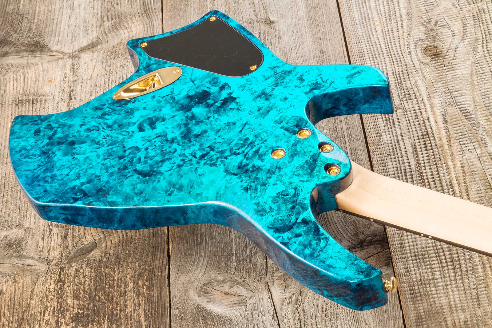 Ormsby Roberto Barros Goliath Headless Gtr Signature 6c Multiscale 2h Ht Eb - Cyborg Green - Multi-Scale Guitar - Variation 5