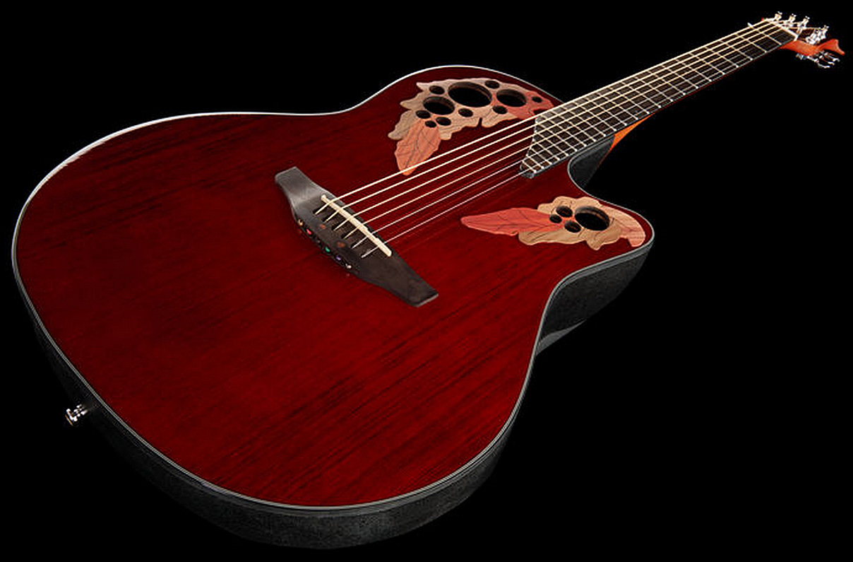 Ovation Ce44-rr Celebrity Elite Mid Depth Cw Epicea Lyrachord Rw - Ruby Red - Guitarra electro acustica - Variation 3