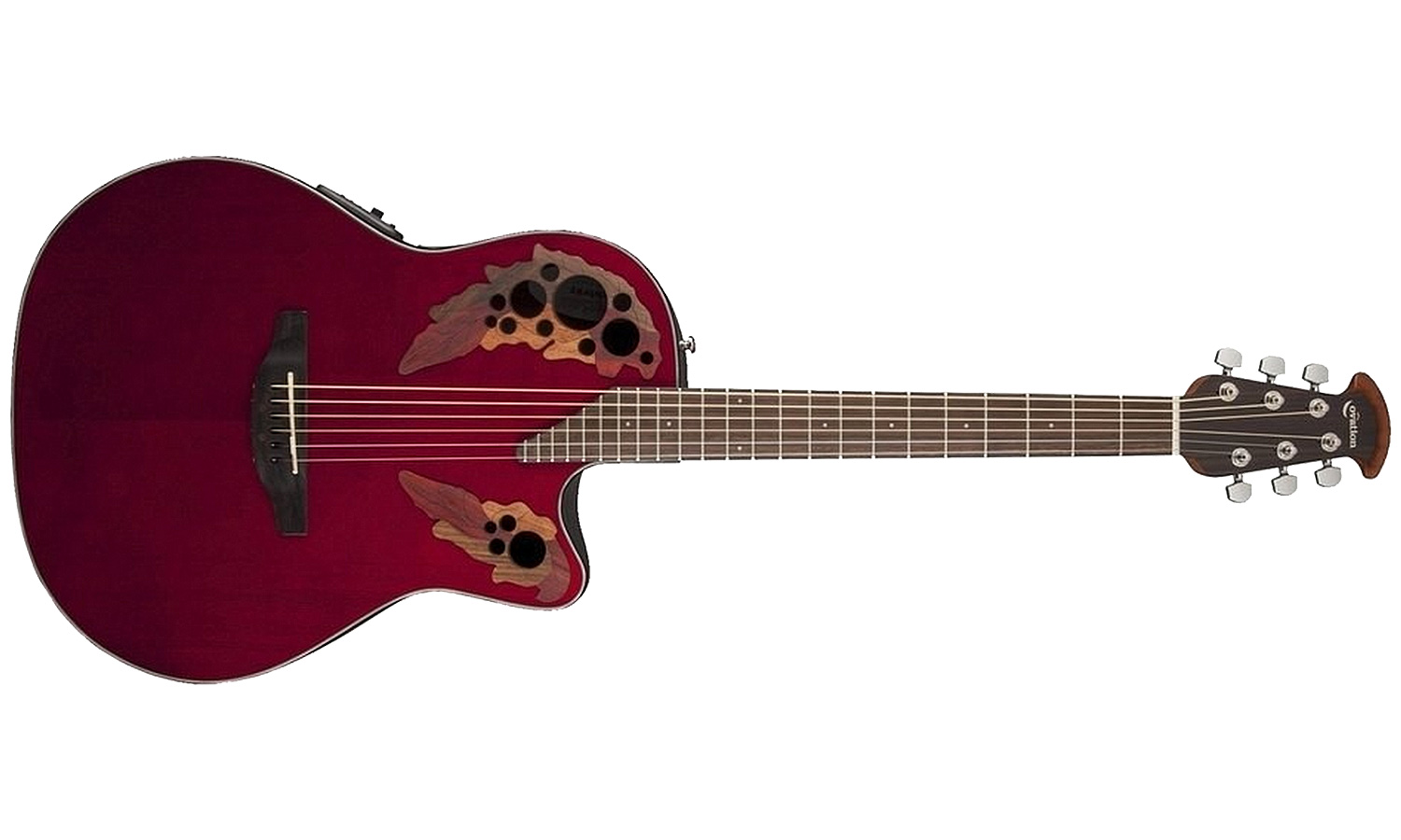 Ovation Ce44-rr Celebrity Elite Mid Depth Cw Epicea Lyrachord Rw - Ruby Red - Guitarra electro acustica - Variation 1