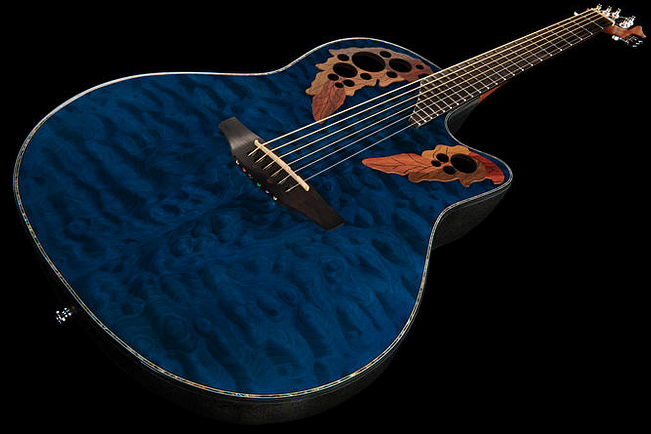 Ovation Ce44p-8tq Celebrity Elite Plus Mid Depth Cw Erable Lyrachord Rw - Trans Blue - Guitarra electro acustica - Variation 2