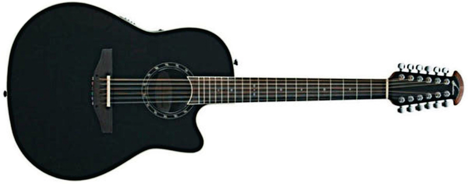 Ovation 2751ax-5 Balladeer Standard 12c Deep Contour Depth Cw Epicea Lyrachord Wal - Black - Guitarra electro acustica - Main picture