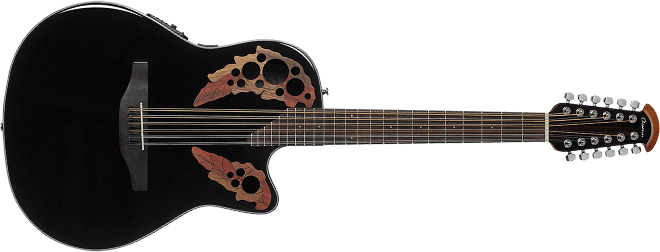 Ovation Ce4412-5 Celebrity Elite 12c Mid Cutaway - Black - Guitarra electro acustica - Main picture