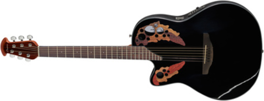 Ovation Ce44l-5 Celebrity Elite Gaucher Mid Depth Cw Epicea Lyrachord Ova - Black - Guitarra electro acustica - Main picture