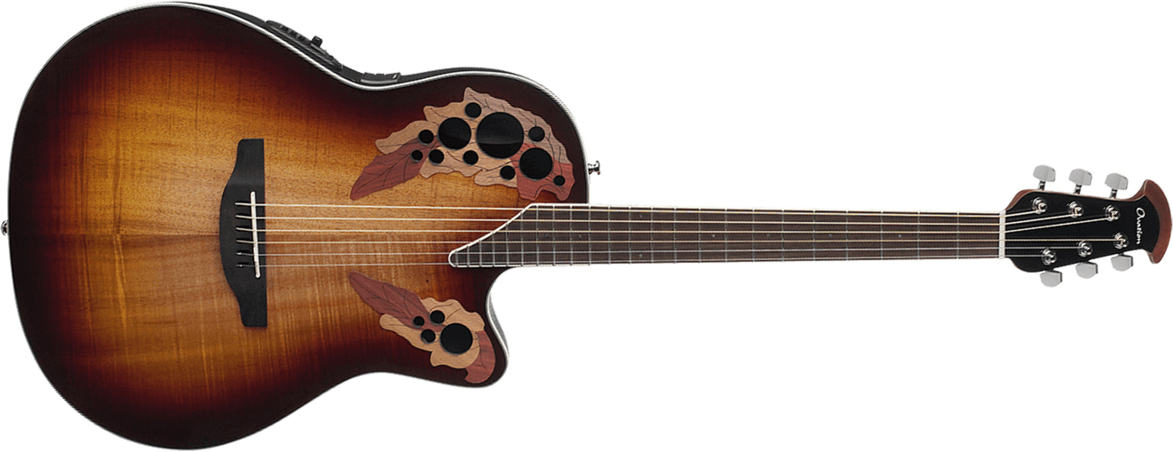 Ovation Ce48p-koab Celebrity Elite Exotic Super Shallow Cw Koa Lyrachord Ova - Dark Burst Koa - Guitarra electro acustica - Main picture