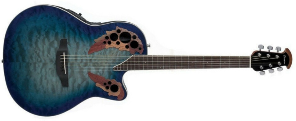 Ovation Celebrity Elite Plus Super Shallow Ce48p-rg - Caribbean Blue - Guitarra electro acustica - Main picture