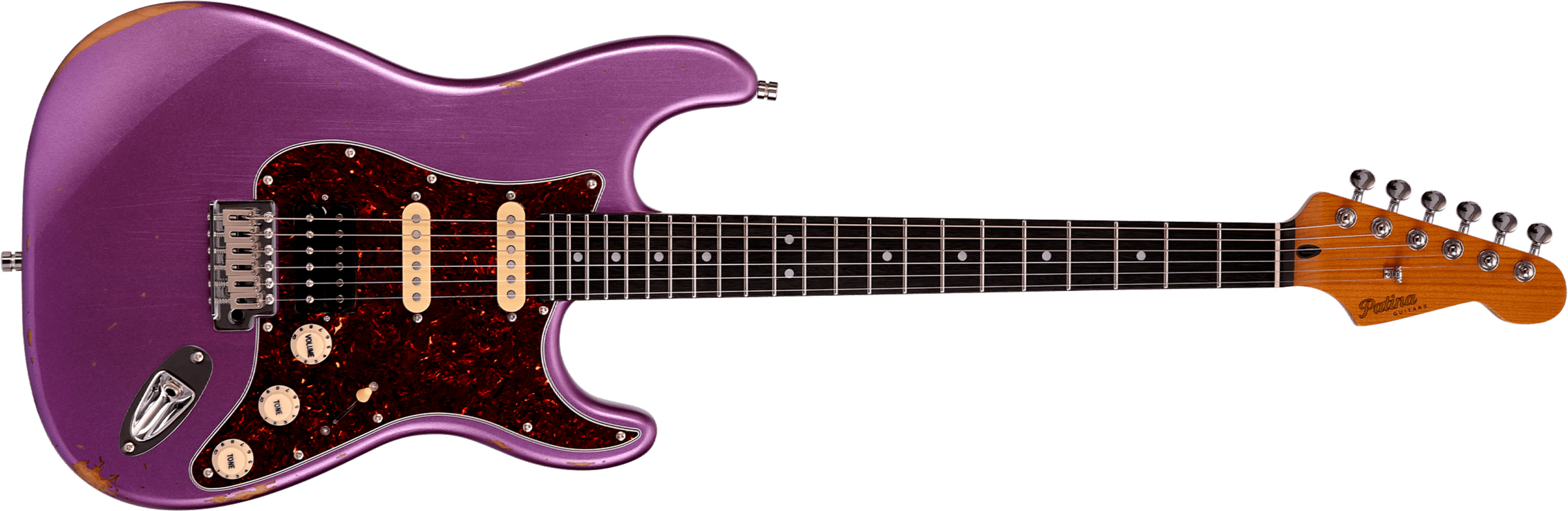 Patina Guitars Ps7 Pp R Hss Trem Rw - Purple Relic - Guitarra eléctrica con forma de str. - Main picture