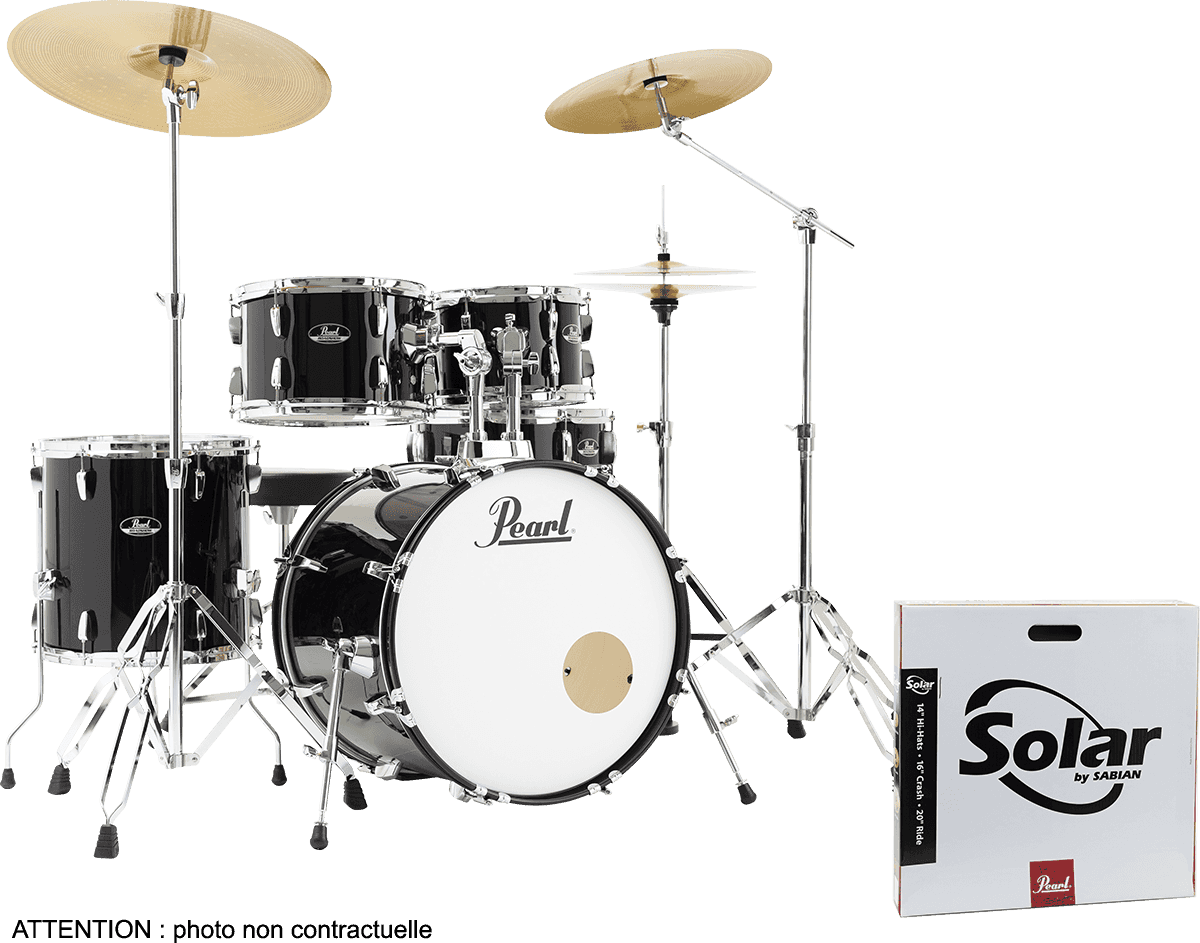 Pearl Roadshow Fusion 20 + B50 + Pack Solar Sabian Jet Black - 4 FÛts - Jet Black - Batería acústica estándar - Main picture