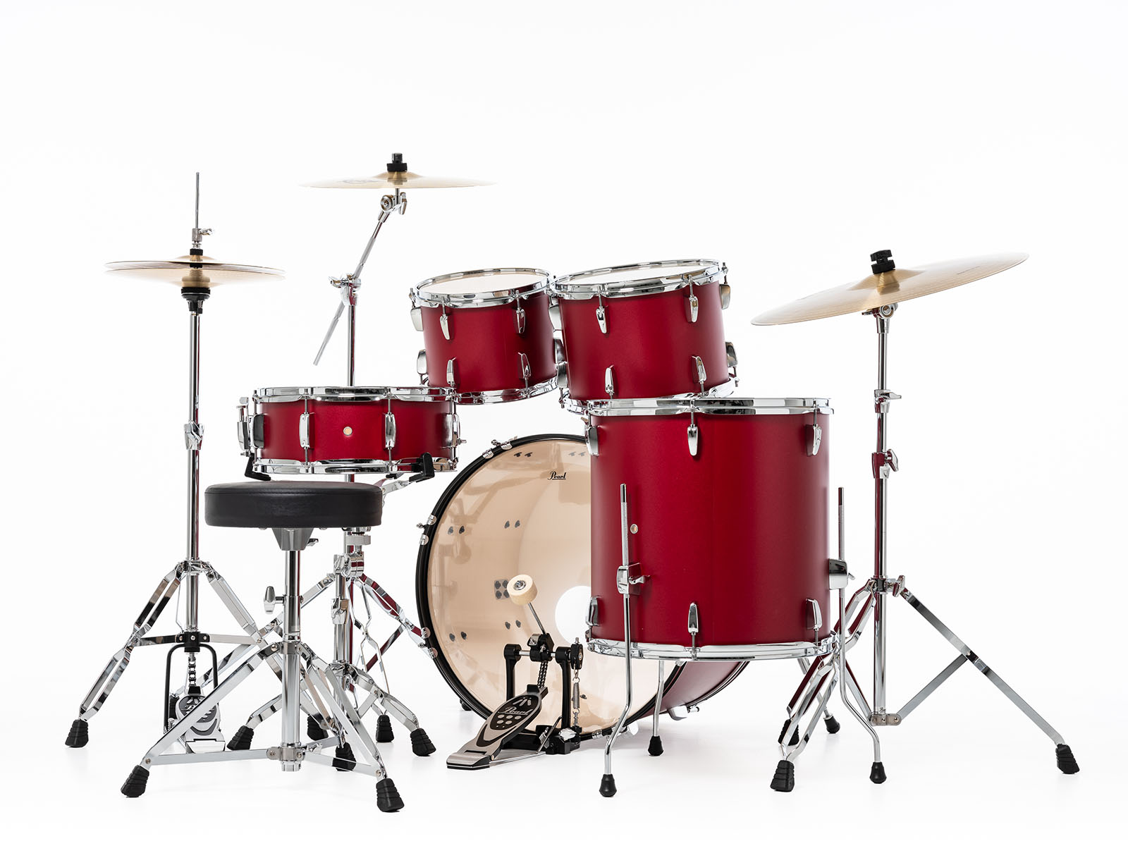 Pearl Roadshow Fusion 20 + B-50 + Ride 20 Matte Red - Matte Red - Batería acústica fusion - Variation 1