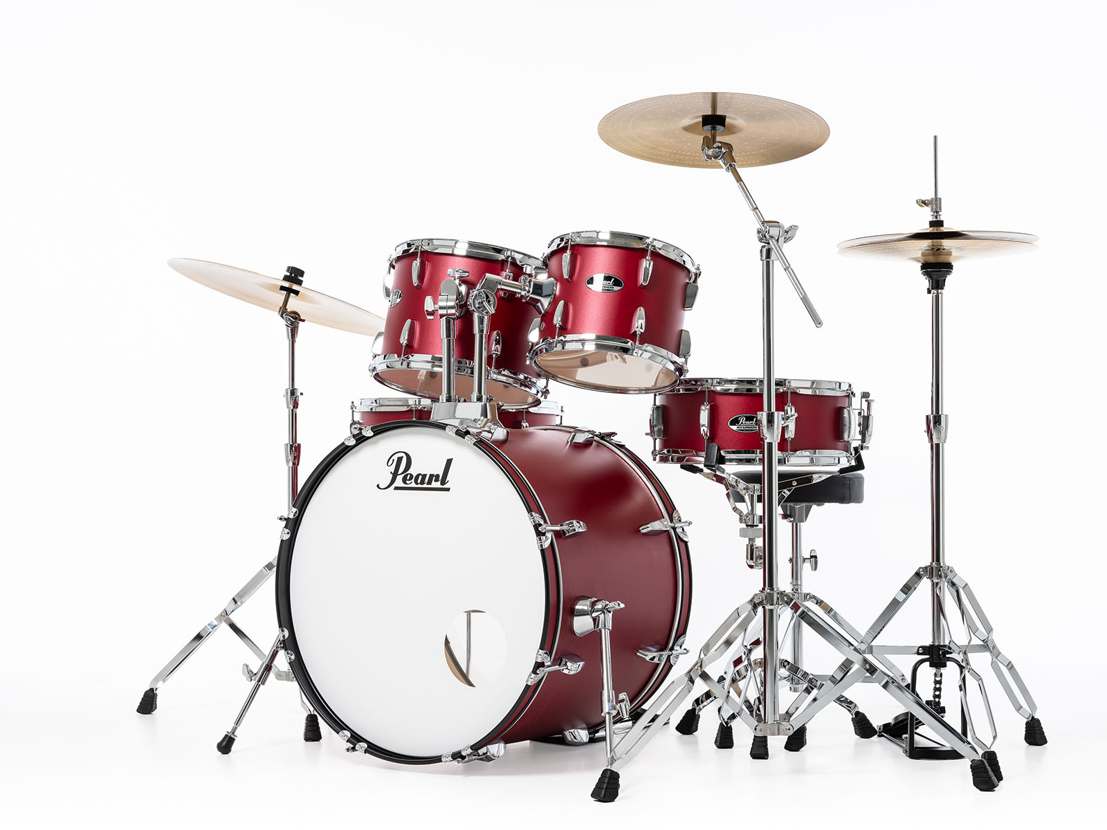 Pearl Roadshow Fusion 20 + B-50 + Ride 20 Matte Red - Matte Red - Batería acústica fusion - Variation 2