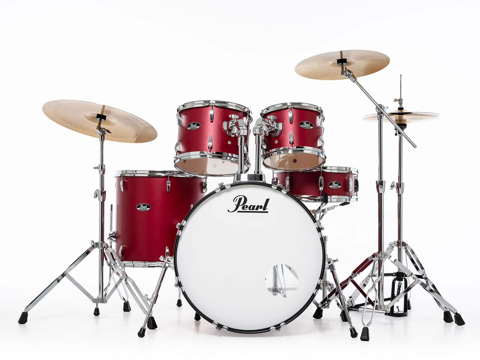 Pearl Roadshow Fusion 20 + B-50 + Ride 20 Matte Red - Matte Red - Batería acústica fusion - Variation 3
