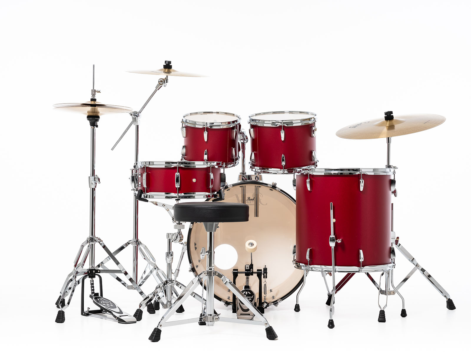Pearl Roadshow Fusion 20 + B-50 + Ride 20 Matte Red - Matte Red - Batería acústica fusion - Variation 5