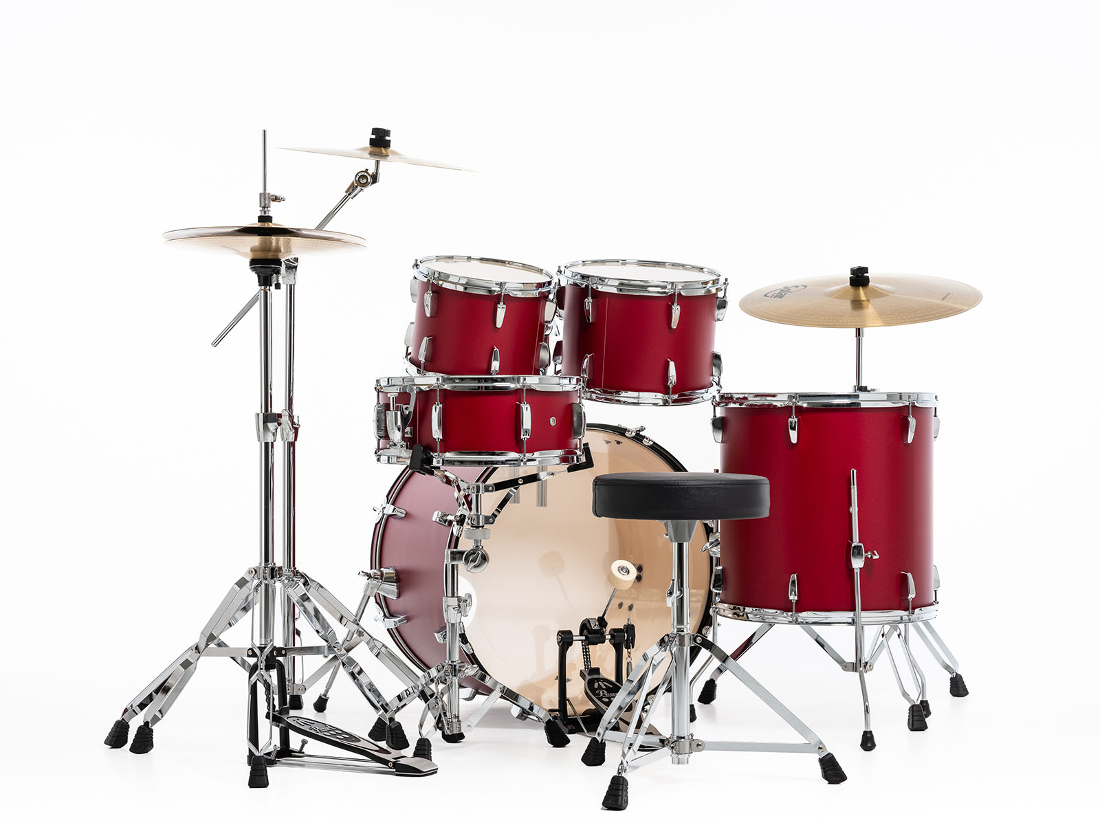 Pearl Roadshow Fusion 20 + B-50 + Ride 20 Matte Red - Matte Red - Batería acústica fusion - Variation 6