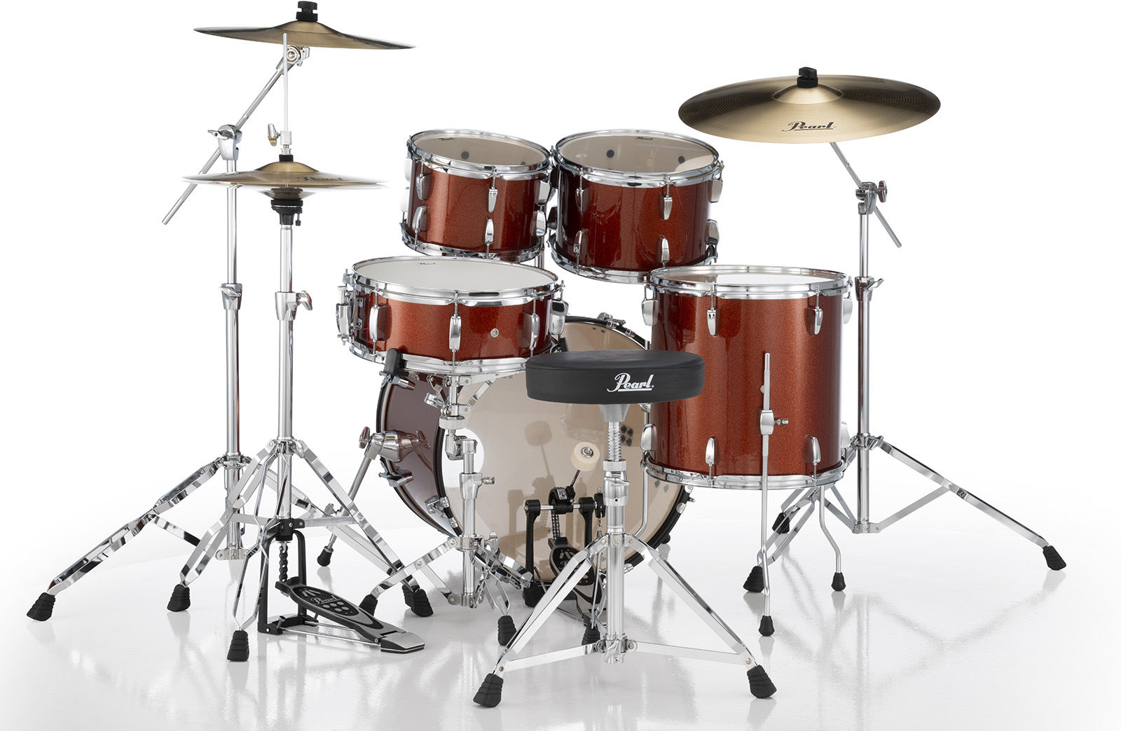 Pearl Roadshow Plus Fusion 20'' + Pack Sabian Solar 3 Cymbales - 5 FÛts - Burnt Orange Sparkle - Batería acústica fusion - Variation 6
