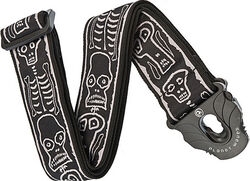 Correa Planet waves Joe Satriani Woven Planet Lock Guitar Strap Skull N Bones